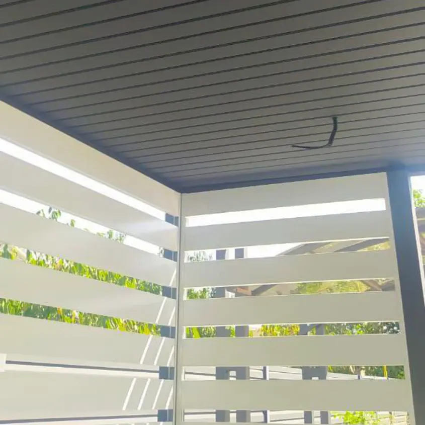 Фото 3 беседка-пергола из металлопланкена Беленый Дуб Printech Корея