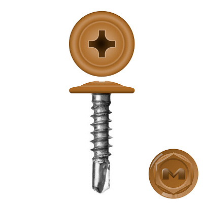 Caморез ПШ по дереву 4,2х16 RAL8001 Орех (Кедр темный) прессшайба