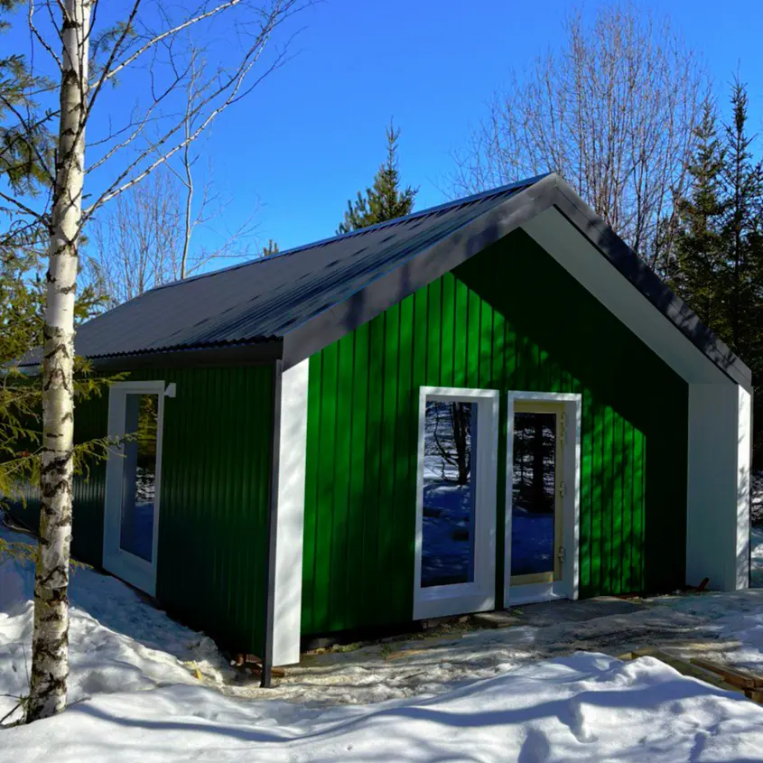 Фото 2 Фасада барнхауса Евро-Брус под брус цвет RAL 6002 Зеленый Лист