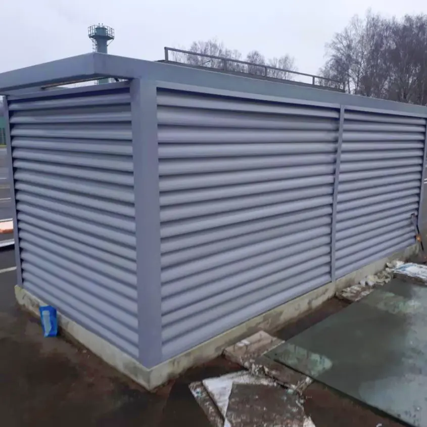 Фото 5 отделка вентиляционной шахты ламелями Еврожалюзи RAL7004 Серый